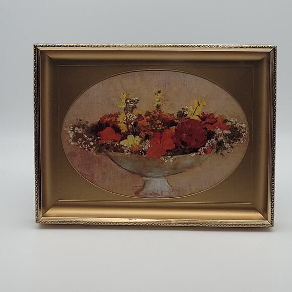 Vintage Gold Toned Frame Art Optional Oval Deep Insert 8x6in Wall Hanging Shelf - Picture 2 of 16